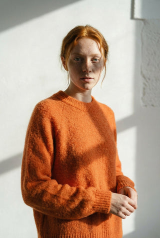 Maglia - Maglia girocollo alpaca 25513 - Arancio - VEVI