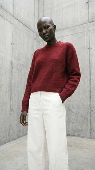 Maglia - Maglia girocollo alpaca e lana - Bordeaux - VEVI