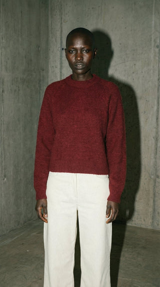 Maglia - Maglia girocollo alpaca e lana - Bordeaux - VEVI