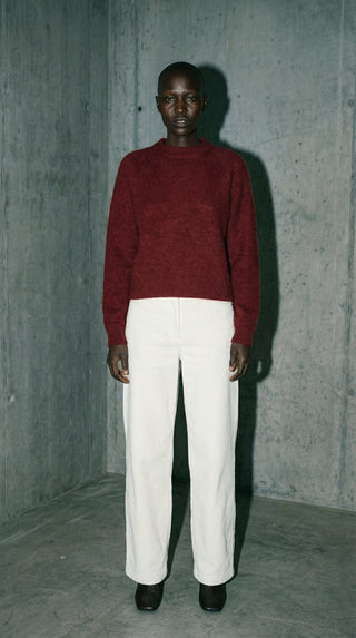 Maglia - Maglia girocollo alpaca e lana - Bordeaux - VEVI