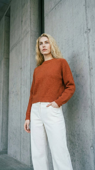 Maglia - Maglia girocollo alpaca e lana - Mattone - VEVI