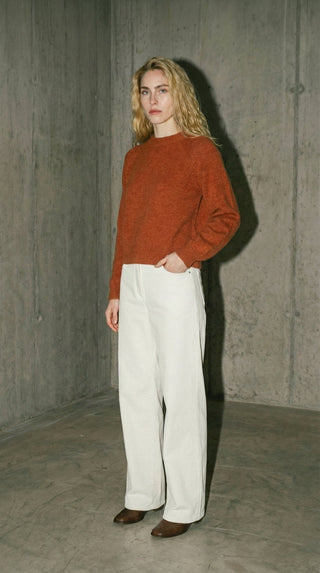 Maglia - Maglia girocollo alpaca e lana - Mattone - VEVI