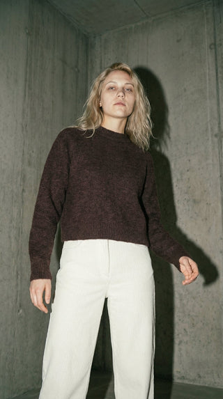 Maglia - Maglia girocollo alpaca e lana - Moro - VEVI