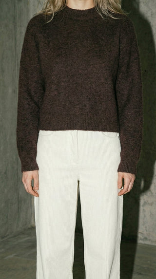 Maglia - Maglia girocollo alpaca e lana - Moro - VEVI