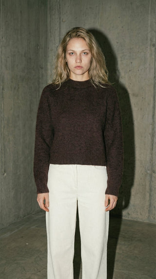 Maglia - Maglia girocollo alpaca e lana - Moro - VEVI