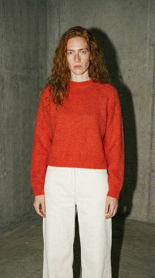 Maglia - Maglia girocollo alpaca e lana - Rosso - VEVI