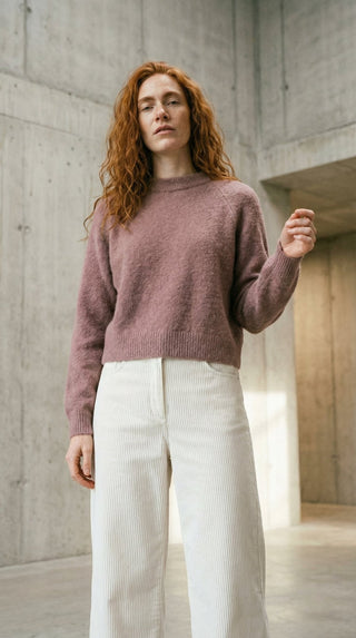 Maglia - Maglia girocollo alpaca e lana - Tortora - VEVI