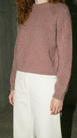 Maglia - Maglia girocollo alpaca e lana - Tortora - VEVI