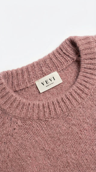 Maglia - Maglia girocollo alpaca e lana - Tortora - VEVI