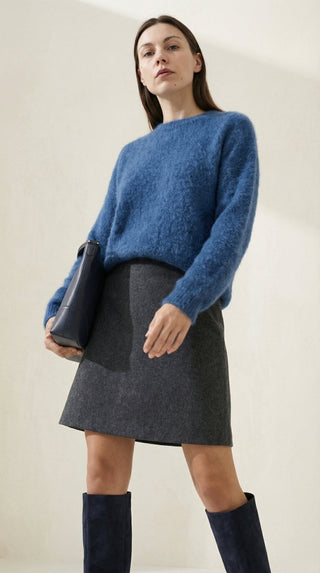 Maglia - Maglia girocollo fine wool CXA 24623 - Blu - VEVI