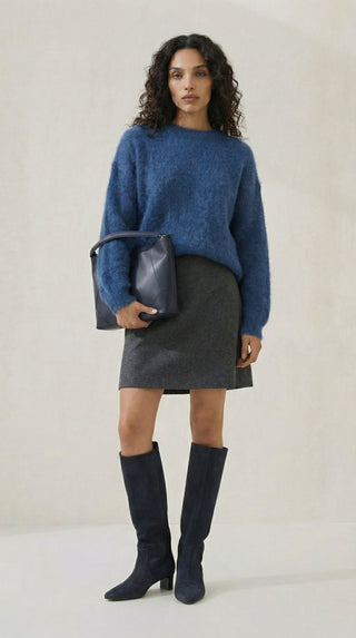 Maglia - Maglia girocollo fine wool CXA 24623 - Blu - VEVI