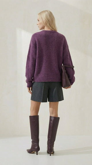 Maglia - Maglia girocollo fine wool CXA 24623 - Bordeaux - VEVI