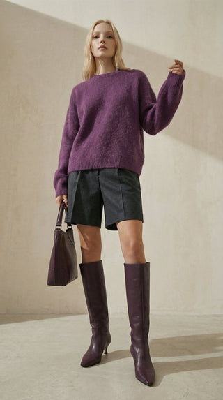 Maglia - Maglia girocollo fine wool CXA 24623 - Bordeaux - VEVI