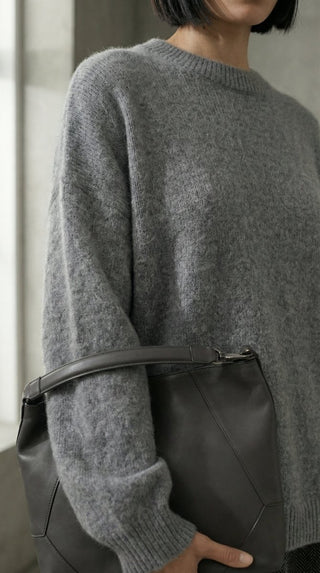 Maglia - Maglia girocollo fine wool CXA 24623 - Grigio melange - VEVI