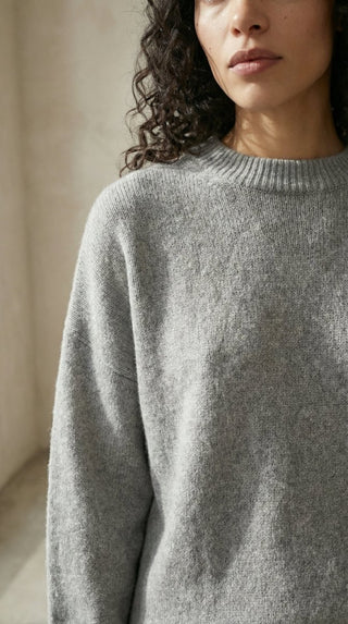 Maglia - Maglia girocollo fine wool CXA 24623 - Grigio melange - VEVI