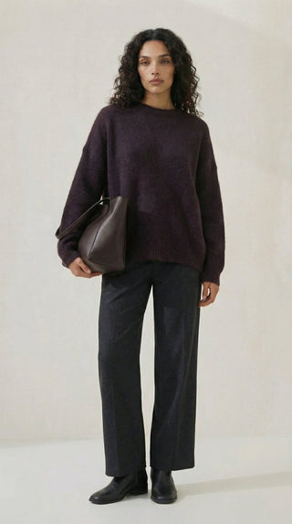 Maglia - Maglia girocollo fine wool CXA 24623 - Moro - VEVI