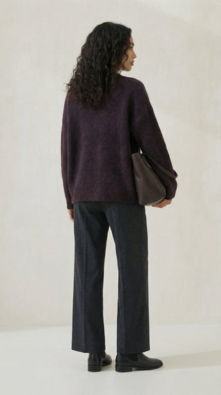 Maglia - Maglia girocollo fine wool CXA 24623 - Moro - VEVI