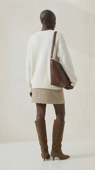 Maglia - Maglia girocollo fine wool CXA 24623 - Panna - VEVI