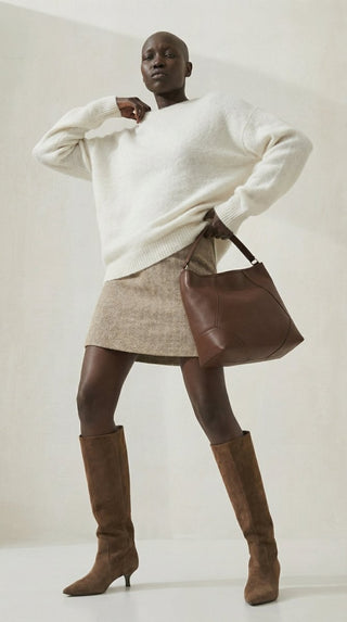 Maglia - Maglia girocollo fine wool CXA 24623 - Panna - VEVI