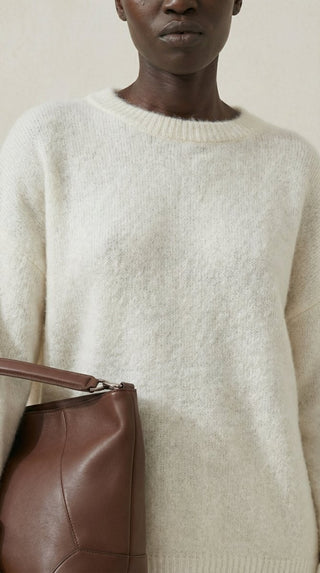 Maglia - Maglia girocollo fine wool CXA 24623 - Panna - VEVI