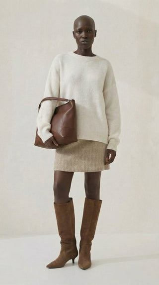 Maglia - Maglia girocollo fine wool CXA 24623 - Panna - VEVI