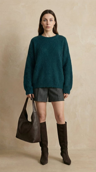 Maglia - Maglia girocollo fine wool CXA 24623 - Verde bottiglia - VEVI