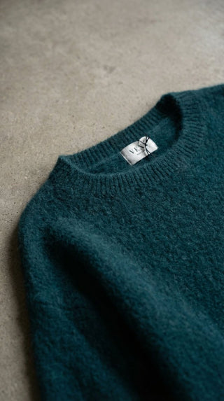 Maglia - Maglia girocollo fine wool CXA 24623 - Verde bottiglia - VEVI