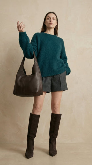 Maglia - Maglia girocollo fine wool CXA 24623 - Verde bottiglia - VEVI