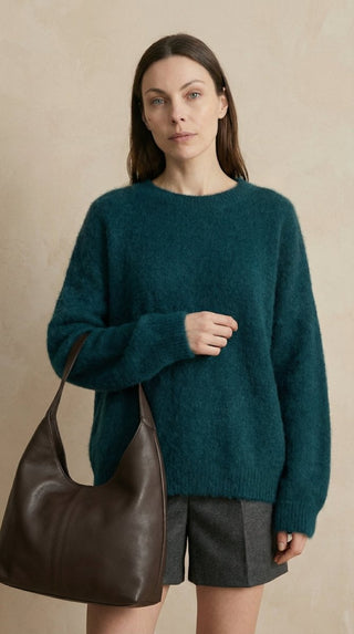 Maglia - Maglia girocollo fine wool CXA 24623 - Verde bottiglia - VEVI