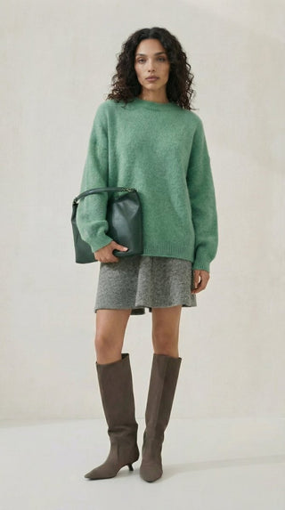 Maglia - Maglia girocollo fine wool CXA 24623 - Verde chiaro - VEVI