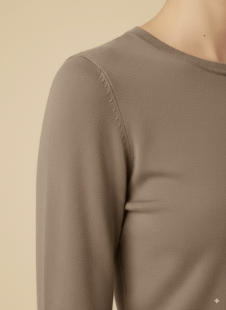 Maglia - Maglia girocollo lana - Beige - vevi.it