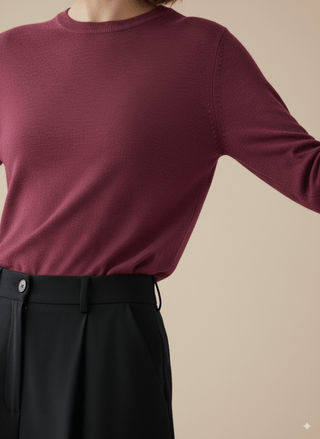 Maglia - Maglia girocollo lana - Bordeaux - vevi.it