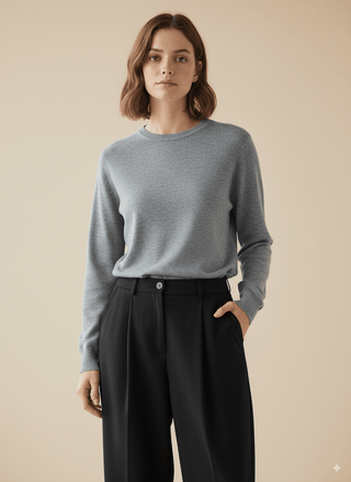 Maglia - Maglia girocollo lana - Grigio melange - vevi.it