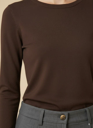 Maglia - Maglia girocollo lana - Marrone - vevi.it