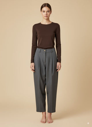 Maglia - Maglia girocollo lana - Marrone - vevi.it