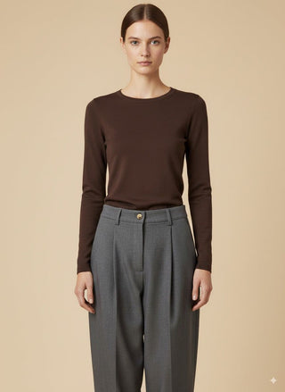 Maglia - Maglia girocollo lana - Marrone - vevi.it