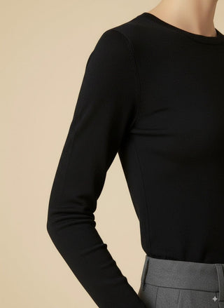 Maglia - Maglia girocollo lana - Nero - vevi.it