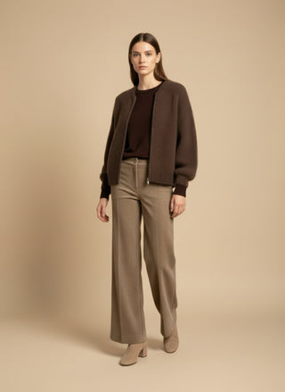 Maglia - Maglia girocollo misto lana - Marrone - VEVI