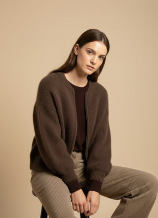 Maglia - Maglia girocollo misto lana - Marrone - VEVI