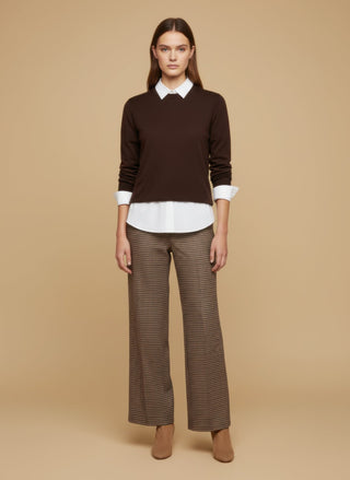 Maglia - Maglia girocollo misto lana - Marrone - vevi.it