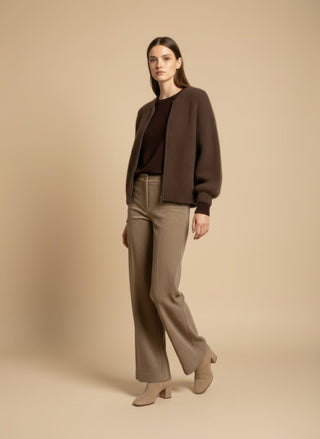 Maglia - Maglia girocollo misto lana - Marrone - VEVI