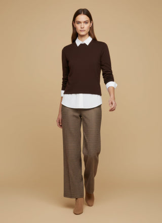 Maglia - Maglia girocollo misto lana - Marrone - vevi.it