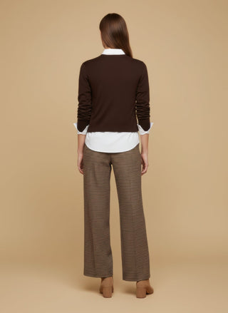 Maglia - Maglia girocollo misto lana - Marrone - vevi.it