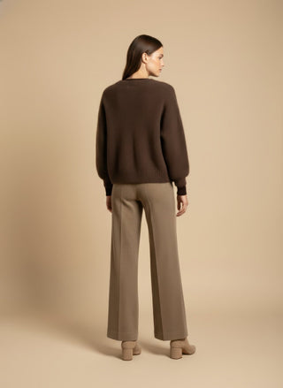 Maglia - Maglia girocollo misto lana - Marrone - VEVI