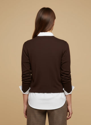 Maglia - Maglia girocollo misto lana - Marrone - vevi.it