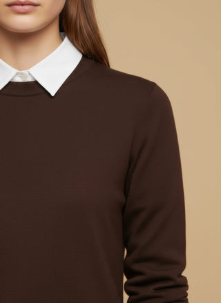 Maglia - Maglia girocollo misto lana - Marrone - vevi.it