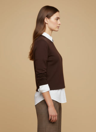 Maglia - Maglia girocollo misto lana - Marrone - vevi.it