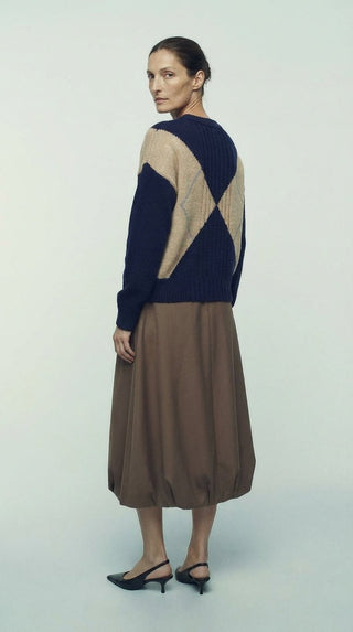 Maglia - Maglia girocollo rombi cashmere afa 6665 - Blu - VEVI