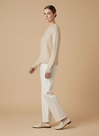 Maglia - Maglia girocollo spacchi 100% lana vergine - Beige melange - vevi.it