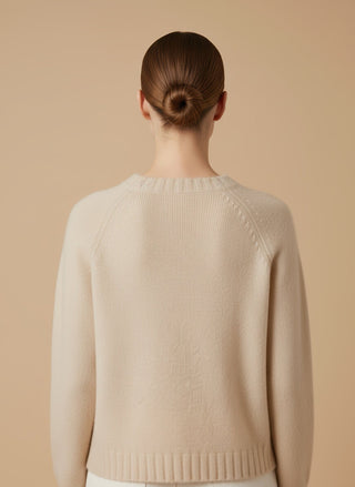 Maglia - Maglia girocollo spacchi 100% lana vergine - Beige melange - vevi.it